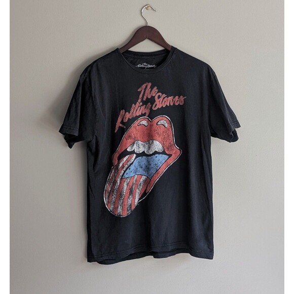 Rolling Stones Size Large Black Tongue T-shirt Mens Tee Shirt Short Sleeve - Picture 1 of 4